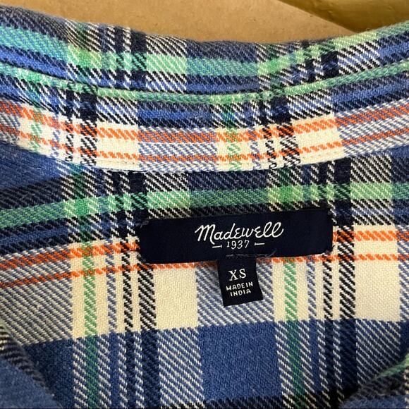 Madewell Plaid Button Front Top XS Long Sleeve - Picture 6 of 7